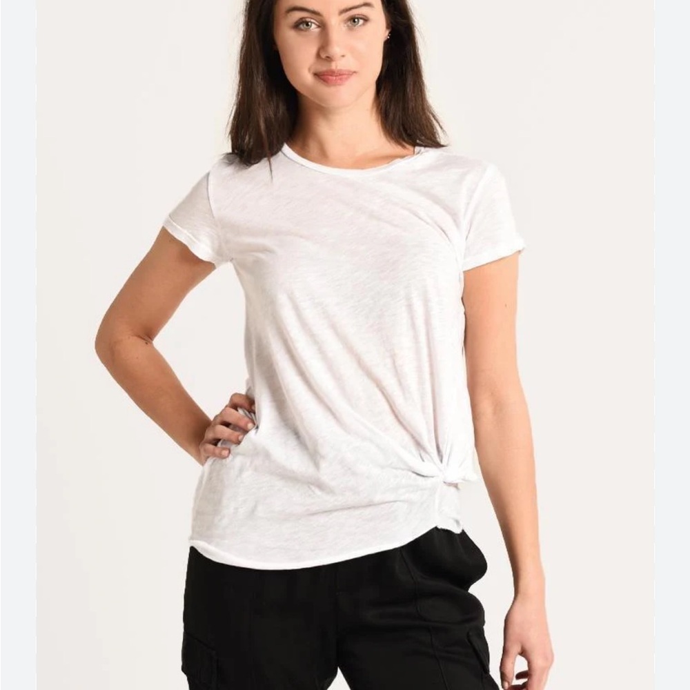 STATESIDE White Supima Slub Jersey Twist T-Shirt Sz Large